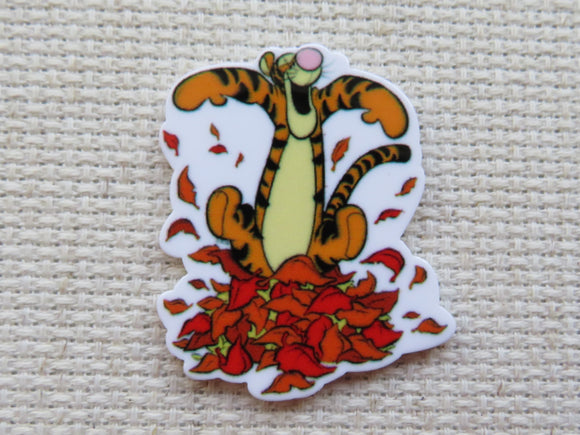 First view of Cartoon Tiger Loves Fall Leaves Needle Minder.