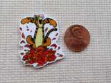 Second view of Cartoon Tiger Loves Fall Leaves Needle Minder.