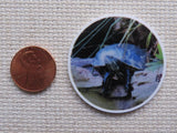 Second view of  Turtle on a Log Needle Minder.