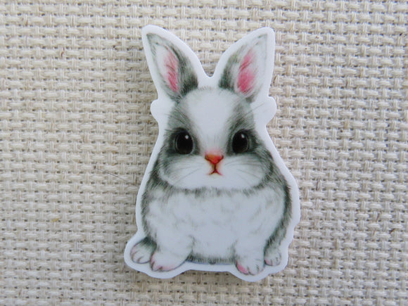 First view of White and Grey Bunny Needle Minder.