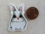Second view of White and Grey Bunny Needle Minder.