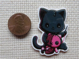 Second view of Stitching Kitty Needle Minder.