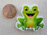 Second view of Sitting Frog Needle Minder.