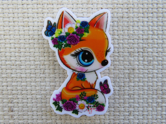 First view of Elegant Fox with Colorful Flowers and Butterflies Needle Minder.