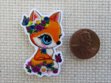 Second view of Elegant Fox with Colorful Flowers and Butterflies Needle Minder.