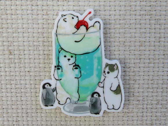 First view of Bubbly Drink with a Kitty, Polar Bears and Penguins Needle Minder.