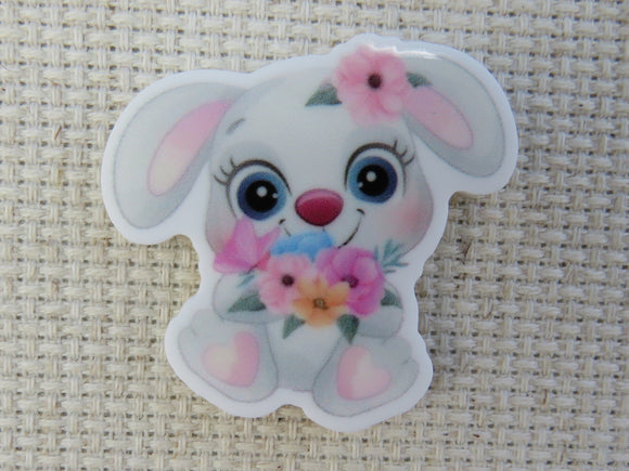 First view of Cute Bunny with Pink Flowers Needle Minder.