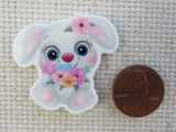 Second view of Cute Bunny with Pink Flowers Needle Minder.