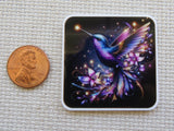 Second view of Classy Purple Butterfly on a Black Background Minder.