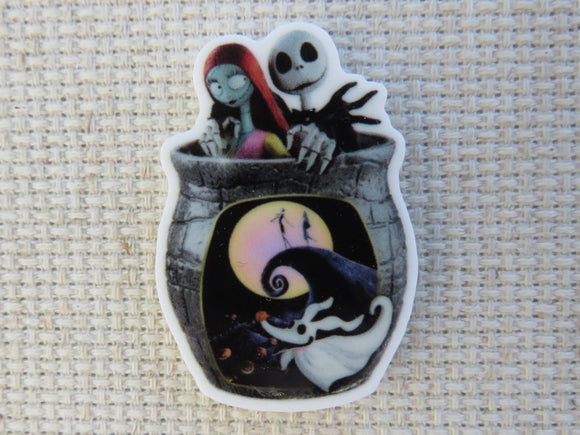 First view of Jack and Sally in a Nightmare Before Christmas Scene Needle Minder.
