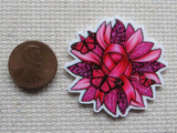 Second view of Breast Cancer Awareness Sunflower Needle Minder.