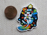 Second view of Christmas Axolotl  Needle Minder.