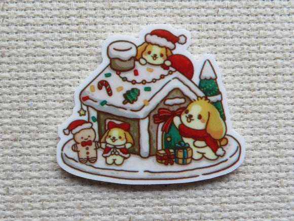 First view of Puppy Gingerbread House Needle Minder.