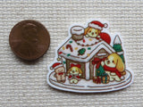 Second view of Puppy Gingerbread House Needle Minder.