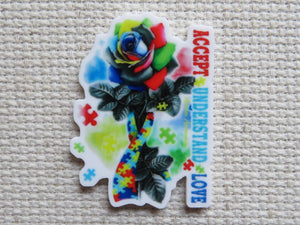 First view of Accept, Understand, Love Autism Ribbon Needle Minder.