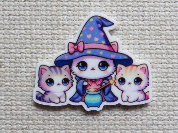 First view of Momma Witch Cat with her Kittens Needle Minder.