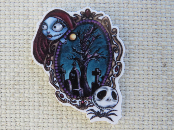 First view of Jack and Sally with a Graveyard Portrait Needle Minder.
