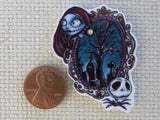 Second view of Jack and Sally with a Graveyard Portrait Needle Minder.
