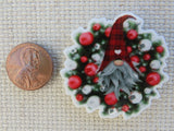 Second view of Christmas Gnome with a Wreath Needle Minder.