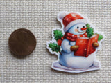 Second view of Reading Snowman Needle Minder.