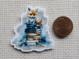 Second view of Fox Sitting on a Stack of Books Needle Minder.