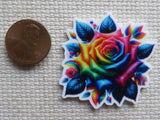 Second view of Rainbow Rose Needle Minder.