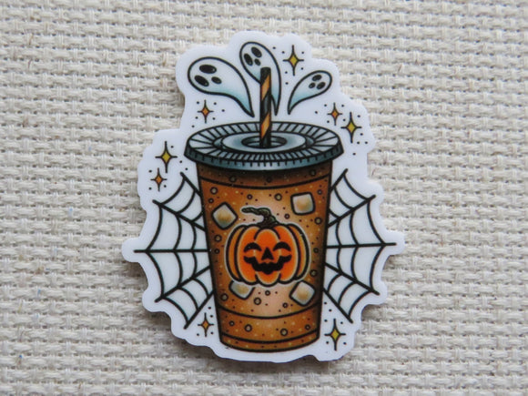 First view of Pumpkin Spice with Ghosts and a Spider Web Needle Minder.