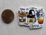 Second view of Scary Till I Get My Coffee Needle Minder.