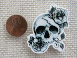 Second view of Black and White Skull Needle Minder.