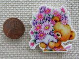 Second view of Cute Bear Brining Flowers Needle Minder.