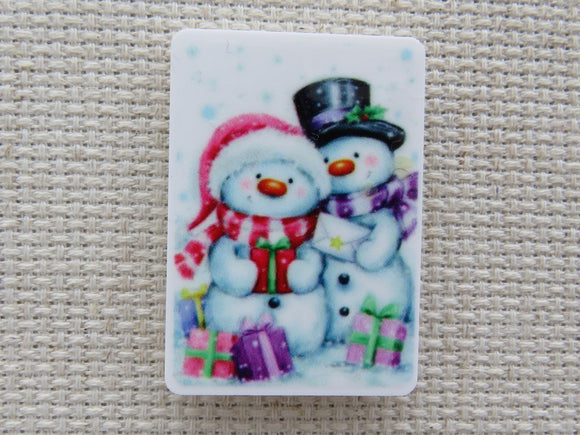 First view of Snowman Couple Needle Minder,.