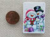 Second view of Snowman Couple Needle Minder,.