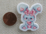 Second view of Cute Bunny with a Pink Bow Needle Minder.