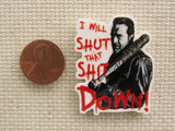 Second view of Walking Dead saying needle minder.