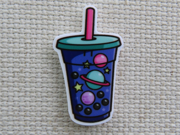 First view of Planetary Boba Drink with Pink Straw Needle Minder.