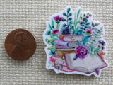 Second view of A Bounty of Books and Flowers Needle Minder.