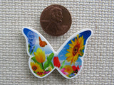 Second view of Butterfly with a Sunflower and Tulip Scene Needle Minder.