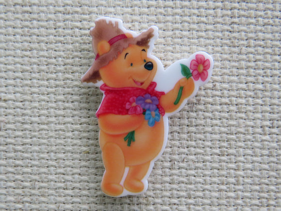 First view of Gardener Pooh with Pink Flowers Needle Minder.