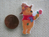 Second view of Gardener Pooh with Pink Flowers Needle Minder.