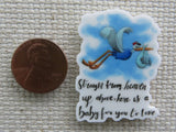 Second view of Straight from Heaven Up Above, Here is a Baby for You To Love Needle Minder.