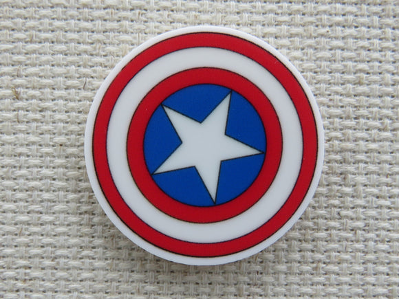 First view of Captain America shield needle minder.