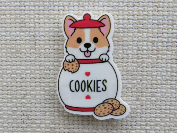 First view of Corgi in a Cookie Jar Needle Minder