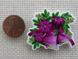 Second view of purple bells needle minder.