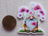 Second view of Pink Flower Gnome Needle Minder.