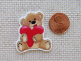 Second view of Teddy Bear Hugging a Heart Needle Minder.