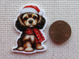 Second view of Brown Christmas Puppy Needle Minder.