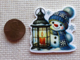 Second view of Snowman with a Candle Lantern Needle Minder.