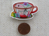 Second view of Fishy Teacup Needle Minder,.