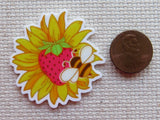 Second view of Strawberry Sunflower Needle Minder.