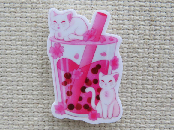 First view of Pink Boba with White Cats Needle Minder.